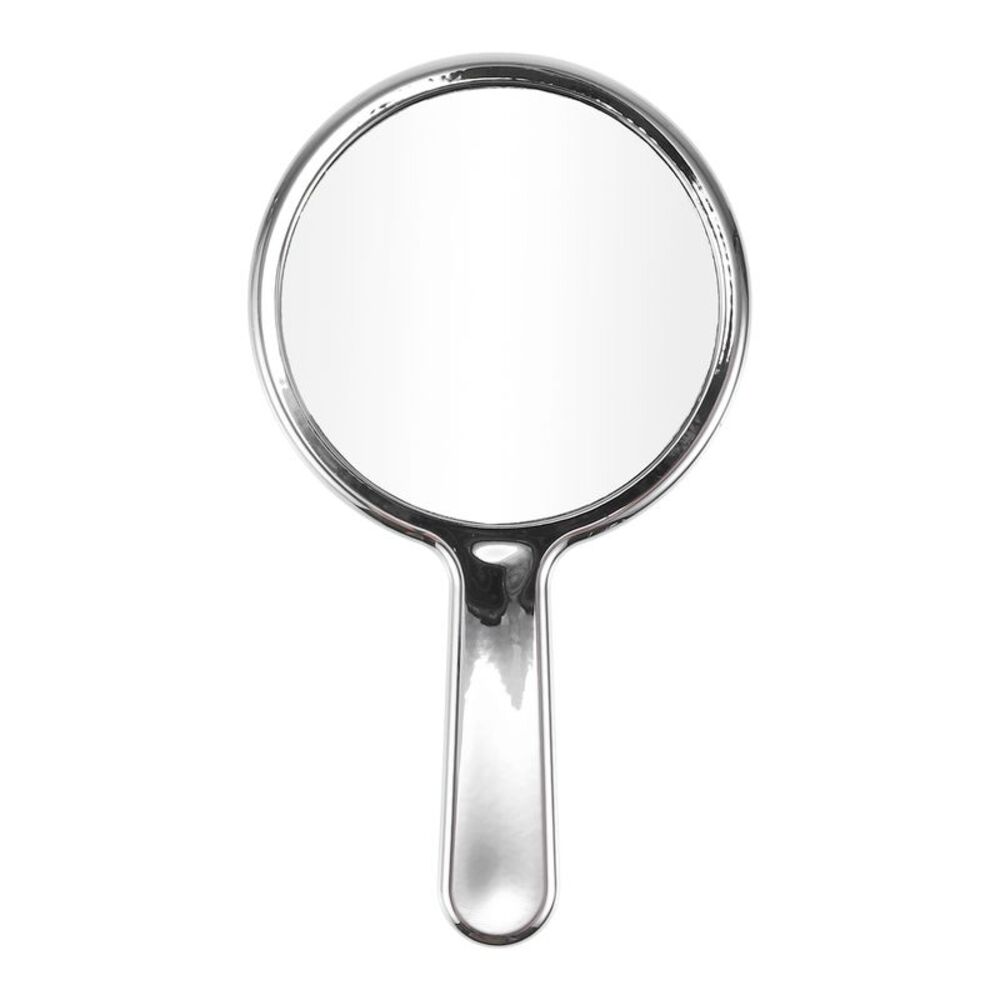 Water Wave Pattern Round Cosmetic Mirror for Vacation Silver Tone Large